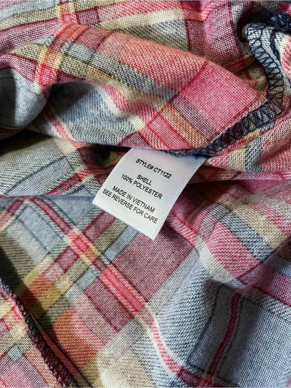 Always Indigo Plaid Lace Up Tunic Top Red Blue White Roll Tab Sleeve XL